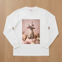 猫（バーミーズ）長袖Tシャツ ハロウィン限定 ホワイト 男女兼用