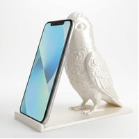 インコ（モモイロインコ）のスマホスタンド 卓上 シルクホワイト