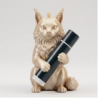 猫（メインクーン）の3Dプリント リップケース シルクゴールド キーホルダー