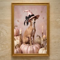 犬（イタリアングレーハウンド）のハロウィン限定アート A3額装インテリア壁掛け