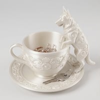 犬（ジャーマンシェパード）のアクセサリートレイ 小物入れ シルクホワイト