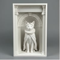 猫（シャム猫）の3Dプリント ブックヌーク 白PLA 本棚インテリア