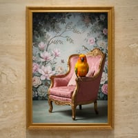 インコ（コガネメキシコインコ）のロココ調アート A3額装インテリア壁掛け