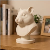 プディングハムスターの3Dプリント胸像 白PLA 彫刻 置物 インテリア