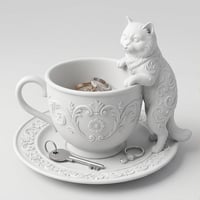 猫（チンチラペルシャ）のアクセサリートレイ 小物入れ マットホワイト