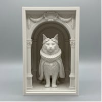 猫（メインクーン）の3Dプリント ブックヌーク 白PLA 本棚インテリア