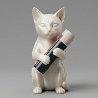 猫（オシキャット）の3Dプリント リップケース シルクホワイト キーホルダー