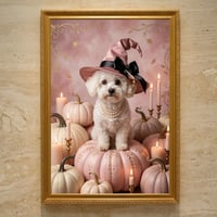 犬（ビションフリーゼ）のハロウィン限定アート A3額装インテリア壁掛け