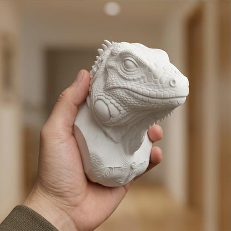 イグアナ（レッドイグアナ）の壁掛けレリーフ 3Dプリント 白PLA インテリア