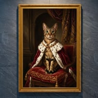 猫（エジプシャンマウ）のルネサンス風肖像画 A4金縁額装インテリア壁掛け