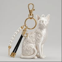 猫（バーミーズ）のキーホルダー ミニチュア シルクホワイト