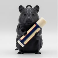 チャイニーズハムスターのリップケース 3Dプリント シルクブラック キーホルダー