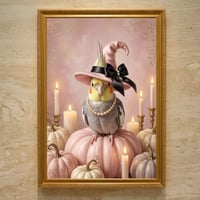 インコ（オカメインコ）のハロウィン限定アート A3額装インテリア壁掛け