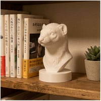 フェレットの3Dプリント胸像 白PLA 彫刻 置物 インテリア