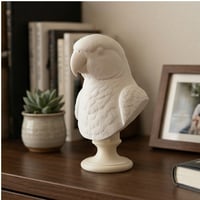 ワカケホンセイインコの3Dプリント胸像 白PLA 彫刻 置物 インテリア