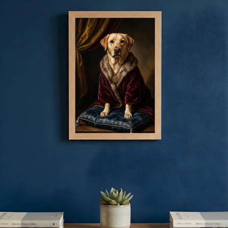 犬（ラブラドールレトリバー）のルネサンス風肖像画 A4額装インテリア壁掛け