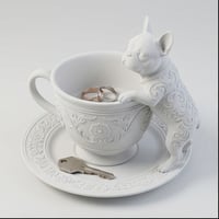犬（フレンチブルドッグ）のアクセサリートレイ 小物入れ マットホワイト