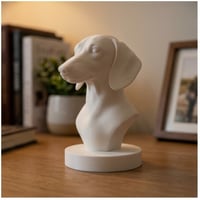 ミニチュアダックスフンドの3Dプリント胸像 白PLA 彫刻 置物 インテリア