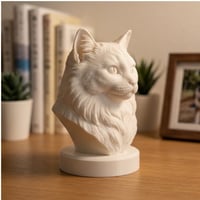 猫（ラグドール）の3Dプリント胸像 白PLA 彫刻 置物 インテリア