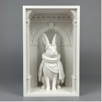 うさぎ（ポーリッシュ）の3Dプリント ブックヌーク 白PLA 本棚インテリア