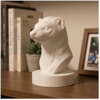 フェレットの3Dプリント胸像 白PLA 彫刻 置物 インテリア
