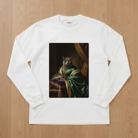 ブリティッシュショートヘア長袖Tシャツ ルネサンス風カラー ホワイト 男女兼用