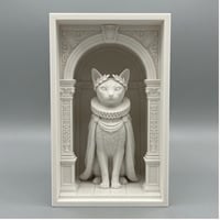 猫（アビシニアン）の3Dプリント ブックヌーク 白PLA 本棚インテリア