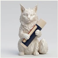猫（メインクーン）の3Dプリント リップケース シルクホワイト キーホルダー