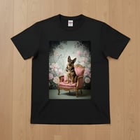ジャーマンシェパード半袖Tシャツ ロココ調シャビーピンク ブラック 男女兼用
