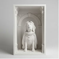 犬（ビーグル）の3Dプリント ブックヌーク 白PLA 本棚インテリア