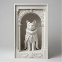 猫（ロシアンブルー）の3Dプリント ブックヌーク 白PLA 本棚インテリア