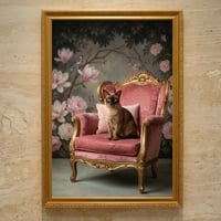 猫（バーミーズ）のロココ調シャビーピンクアート A3額装インテリア壁掛け