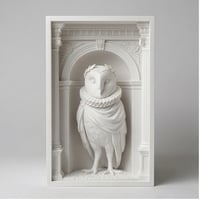 メンフクロウの3Dプリント ブックヌーク 白PLA 本棚インテリア
