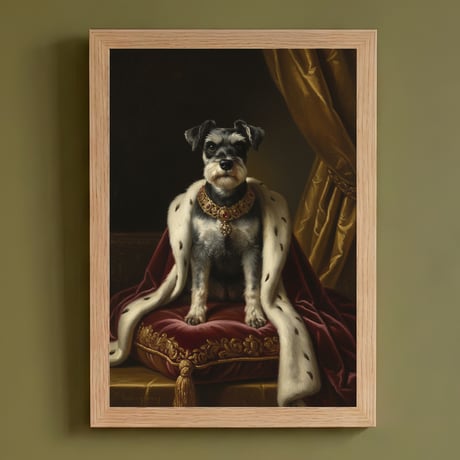 犬（ミニチュアシュナウザー）のルネサンス風肖像画 A4額装インテリア壁掛け