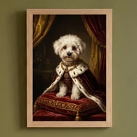 犬（ビションフリーゼ）のルネサンス風肖像画 油絵風アートA4額装インテリア壁掛け