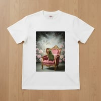 インドオオハナインコ半袖Tシャツ ロココ調シャビーピンク ホワイト 男女兼用
