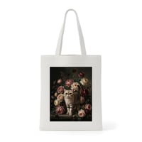 猫（エキゾチックショートヘア）トートバッグ 花の油絵風アート キャンバス地