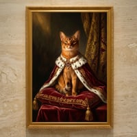 猫（ソマリ）のルネサンス風肖像画 油絵風アートA3額装インテリア壁掛け