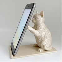 猫（アメリカンショートヘア）のスマホスタンド 卓上 シルクホワイト