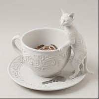 猫（アビシニアン）のアクセサリートレイ 小物入れ マットホワイト