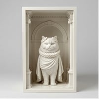 猫（チンチラペルシャ）の3Dプリント ブックヌーク 白PLA 本棚インテリア