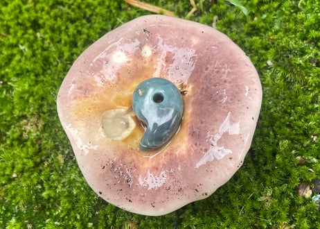 糸魚川ネフライト　勾玉　丸みのあるコンマ形　青灰緑　25mm / Itoigawa Nephrite MAGATAMA