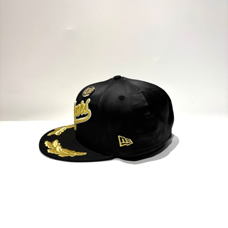 USA買付 NEW ERA 59FIFTY LOS ANGELES DODGERS GOLD SCRIPT LAUREL FITTED CAP / BLACK × GOLD NE-135