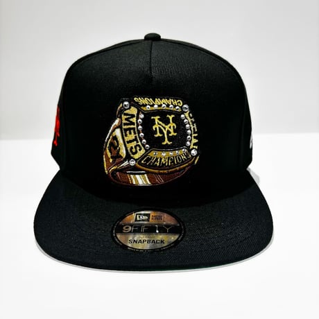 USA買付 NEW ERA 9FIFTY A-FRAME NEW YORK METS CHAMPIONS RING RHINESTONE SNAPBACK CAP BLACK　 NE-98