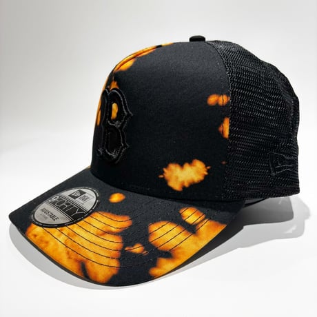 USA買付　USA買付 NEW ERA Boston Red Sox 9FORTY A-Frame Bleach Print Trucker Cap – Black/Orange　 NE-55