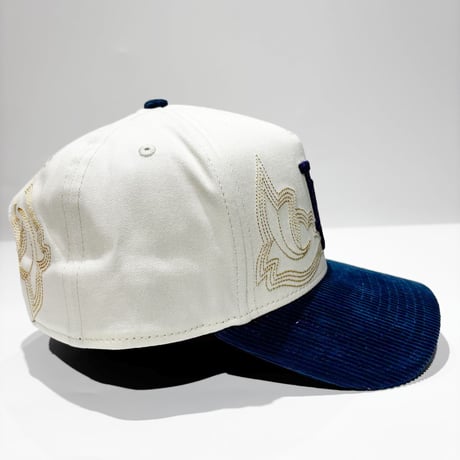 USA買付　NEW ERA 9FORTY A-FRAME LOS ANGELES DODGERS WESTERN STITCH SNAPBACK / STONE × NAVY　NE-119