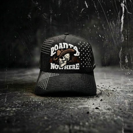 USA買付　FIELD GRADE ROADS NOWHERE SKULL COWBOY SNAPBACK CAP BLACK　 US-35