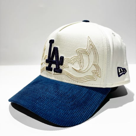 USA買付　NEW ERA 9FORTY A-FRAME LOS ANGELES DODGERS WESTERN STITCH SNAPBACK / STONE × NAVY　NE-119