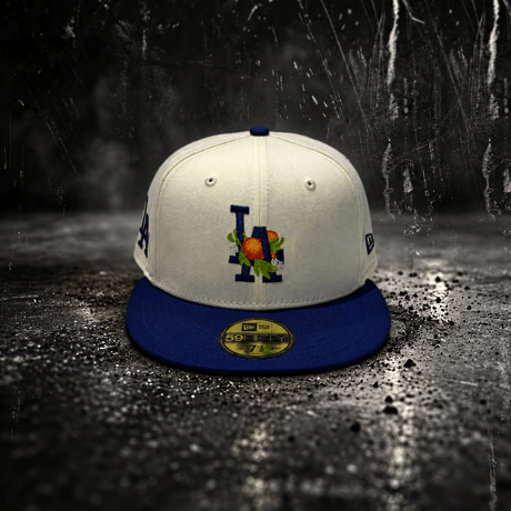 USA買付 NEW ERA 59FIFTY LA DODGERS ORANGE EMBROIDERY CAP / CREAM × BLUE NE-137
