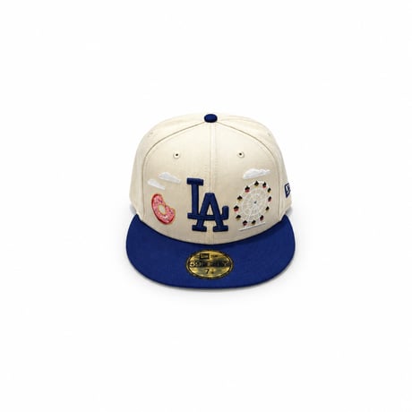USA買付 NEW ERA 59FIFTY LOS ANGELES DODGERS AMUSEMENT PARK ICON FITTED CAP / CREAM × ROYAL BLUE NE-136